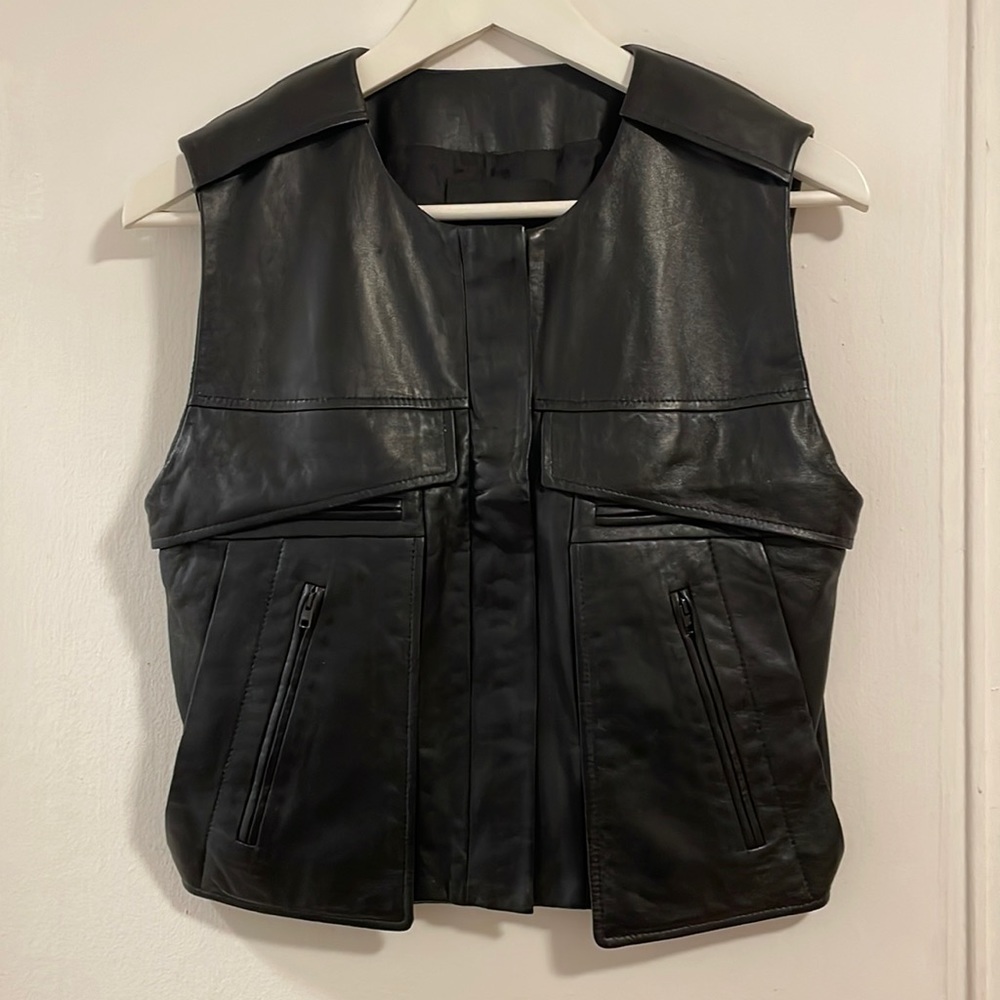 Black leather vest